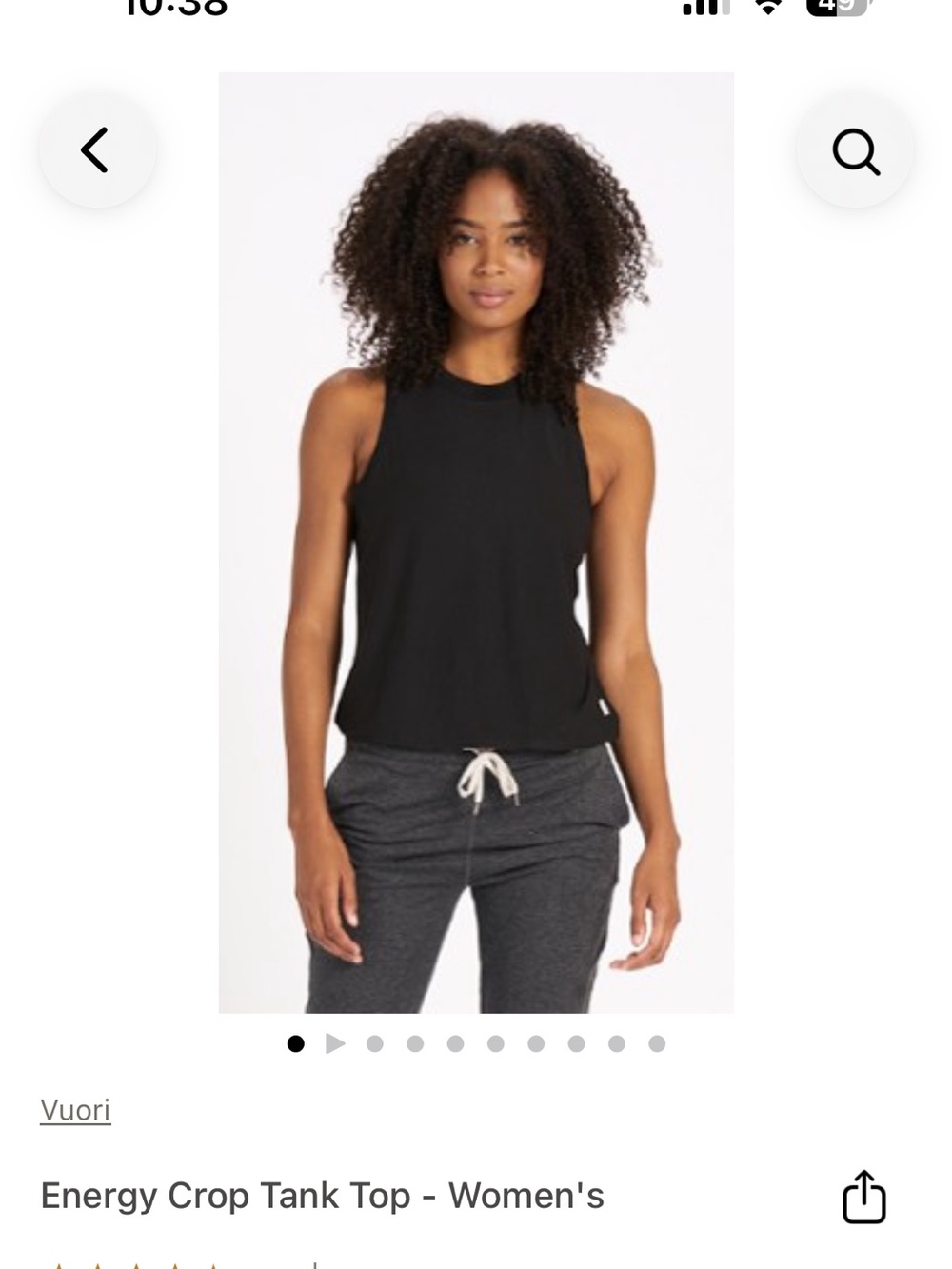 Vuori Energy Crop Tank Top Black